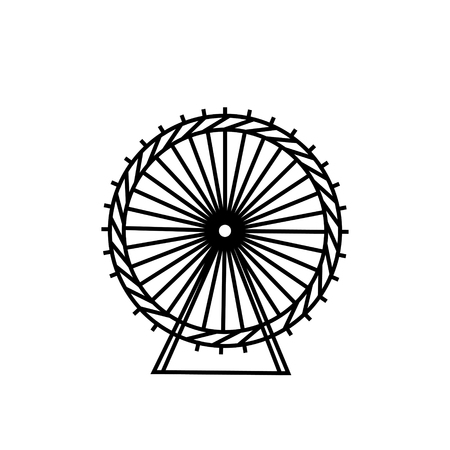 Ferris wheel and silhouette circle. Carnival. Funfair background. Carousel, motion. Vector illustration.のイラスト素材