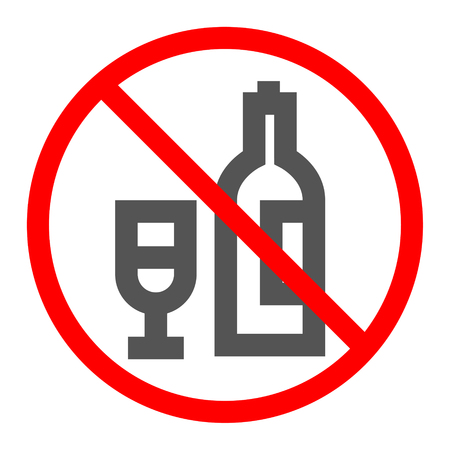 Vector illustration concept of Forbidden alcohol icon. Black on white backgroundのイラスト素材