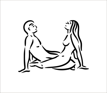Kama sutra sexual pose. Sex poses illustration of man and woman on white backgroundのイラスト素材