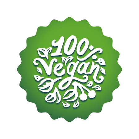 Vector illustration concept of Vegan word green lettering icon.のイラスト素材