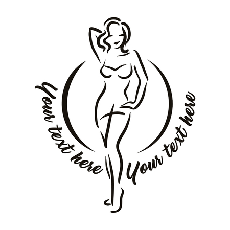 Vector hand drawn illustration of woman figure silhouetteのイラスト素材