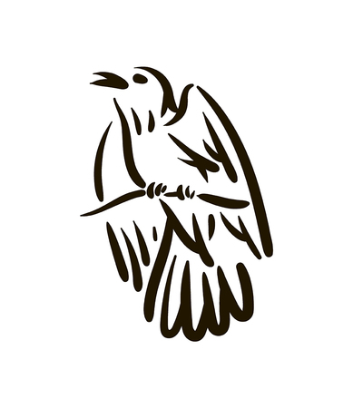 Vector hand drawn Bird line silhouette hand drawn illustration on white background.のイラスト素材