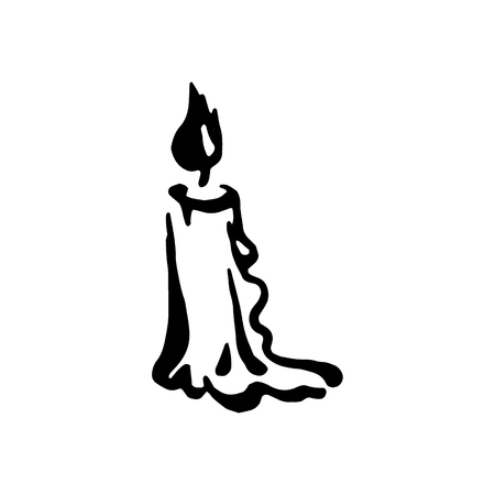 Vector hand drawn Witch and magic item candle  illustration on white background.のイラスト素材