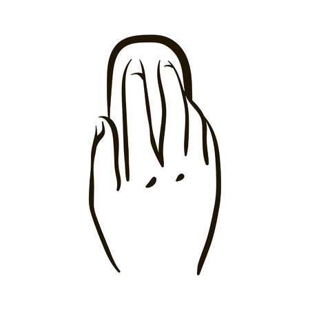 Vector hand drawn Hand with computer mouse sketch illustration on white background.のイラスト素材