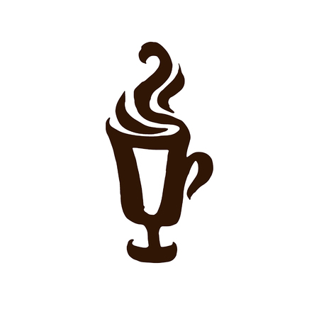 Vector illustration concept of coffee logo. Brown on beige backgroundのイラスト素材