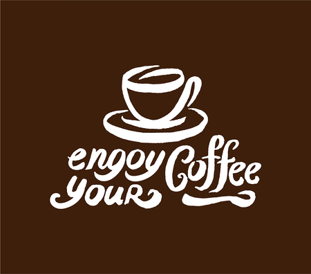 Vector hand drawn Coffee quote lettering illustration compositionのイラスト素材