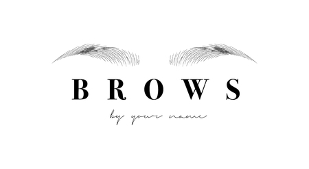 Beautiful vector hand drawing eyebrows for the logo of the master on the eyebrows. Business card template.のイラスト素材