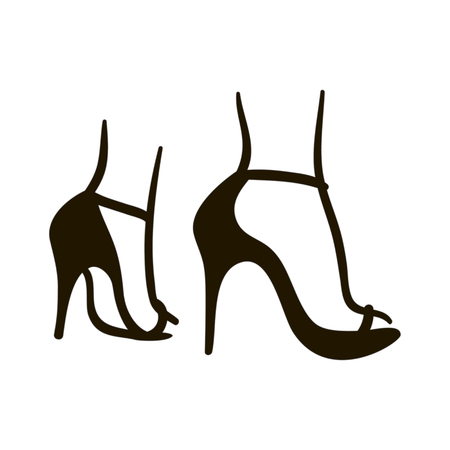 Vector woman feet in high heels icon illustration. Foot symbol on white backgroundのイラスト素材