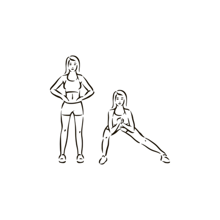 Fitness exercise work out illustration vector on white backgroundのイラスト素材
