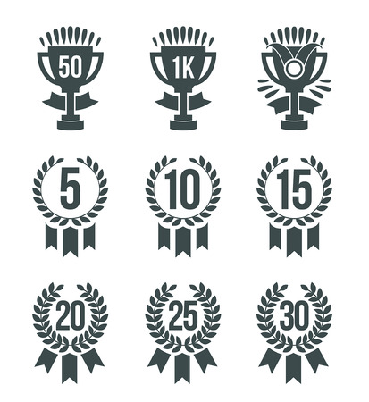 Achievement winner icons. Set of 30 outline winner icons included ranking number medal trophy medal with Star on white background. Editable winner icons for web mobile and infographics.のイラスト素材