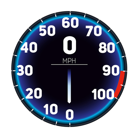 Vector Illustration Car speedometer dashboard icon. Speed meter fast race technology design measurement panel.のイラスト素材