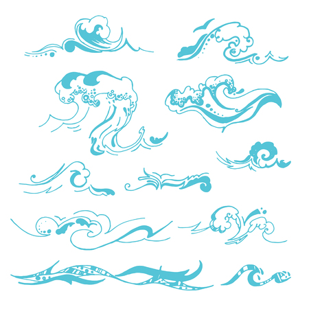 Vector hand drawn illustration of wave silhouette on white background.のイラスト素材