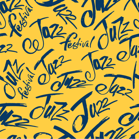 Jazz. Brush pen lettering seamless pattern. Vector ink inscription. Calligraphy modern style. Music poster. Perfect for music events, jazz concertsのイラスト素材