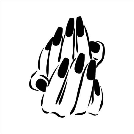 Vector hand drawn illustration of manicure and nail polish on woman handsのイラスト素材