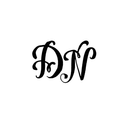 Hand drawn letters D and N for wedding logo monogram design on white backgroundのイラスト素材
