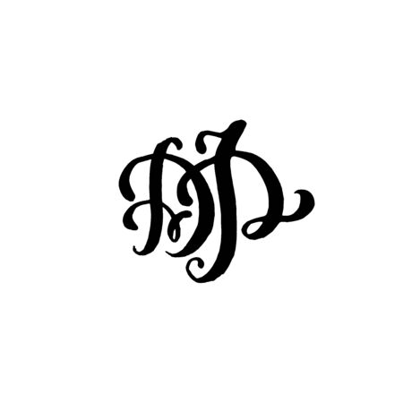 Hand drawn letters D and P for wedding logo monogram design on white backgroundのイラスト素材