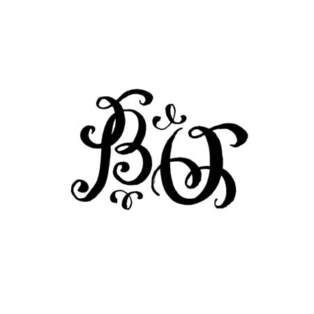 Hand drawn letters B and O for wedding logo monogram design on white backgroundのイラスト素材