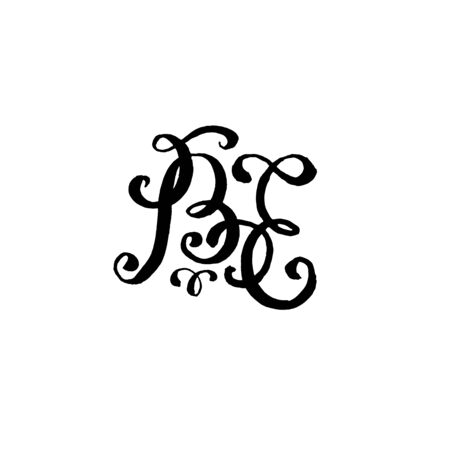 Hand drawn letters B and E for wedding logo monogram design on white backgroundのイラスト素材