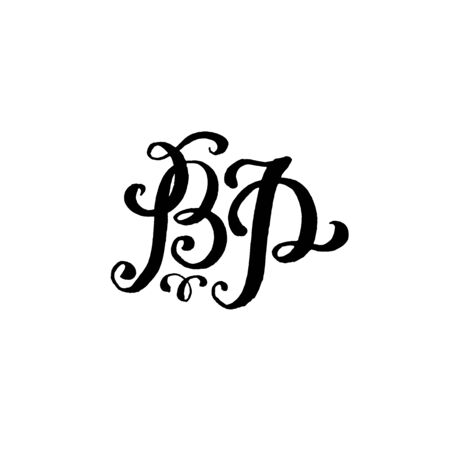 Hand drawn letters B and P for wedding logo monogram design on white backgroundのイラスト素材