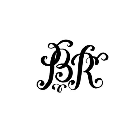 Hand drawn letters B and R for wedding logo monogram design on white backgroundのイラスト素材