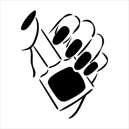 Vector hand drawn illustration of manicure and nail polish on woman handsのイラスト素材