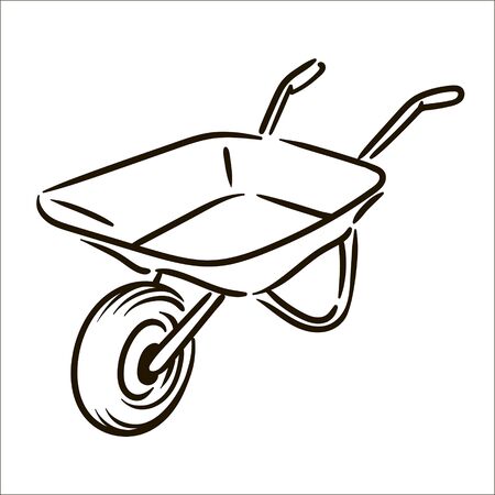 Vector hand drawn Farm wheelbarrow simple sketch illustrationのイラスト素材