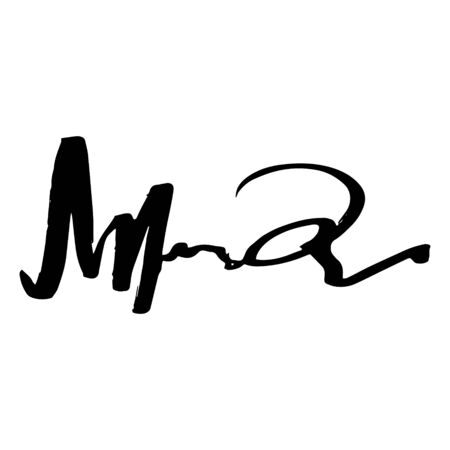 Unreadable handwriting font signature text on white backgroundのイラスト素材