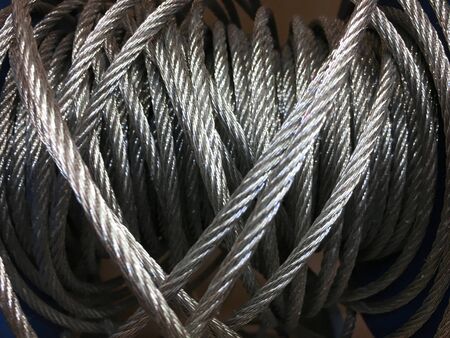 Closeup of heavy duty new steel cable. steel wire or steel sling.