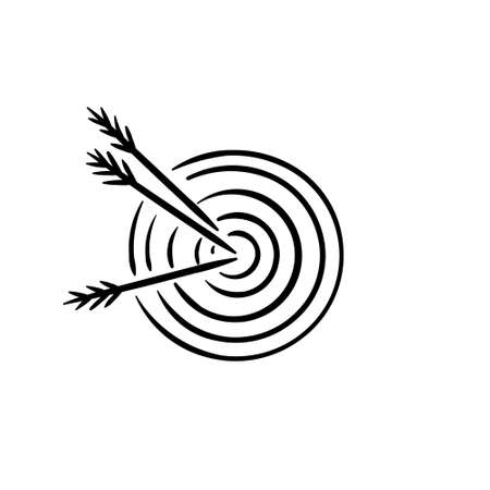 Symbol of hitted target and achieved goal with arrows in centerのイラスト素材