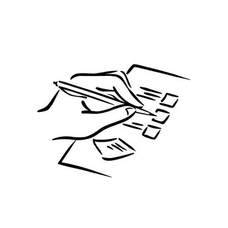 Hand on check list making vote choice mark on paperのイラスト素材