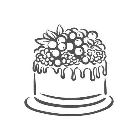 Birthday wedding tasty delicious dessert cake illustrationのイラスト素材