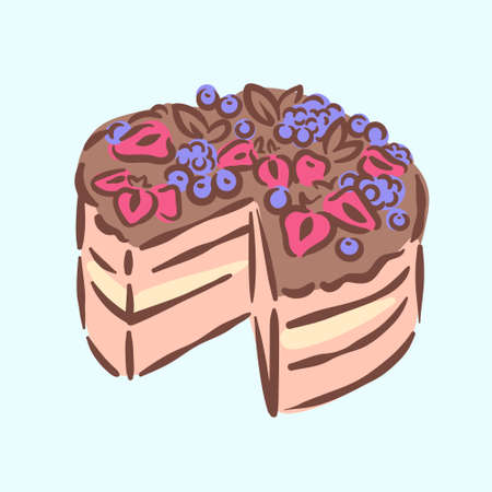 Birthday wedding tasty delicious dessert cake illustrationのイラスト素材