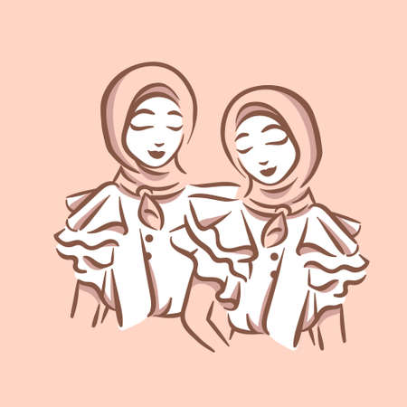 Muslim fashion logo illustration girl with hijabのイラスト素材
