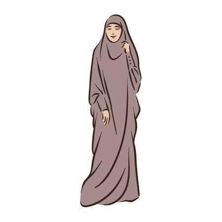 Muslim arabic islam woman in hijab fashionのイラスト素材