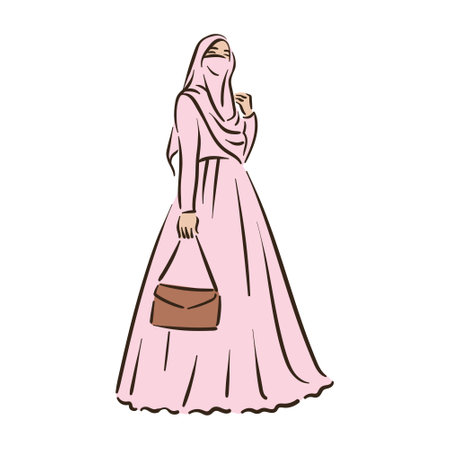 Muslim arabic islam woman in hijab fashionのイラスト素材