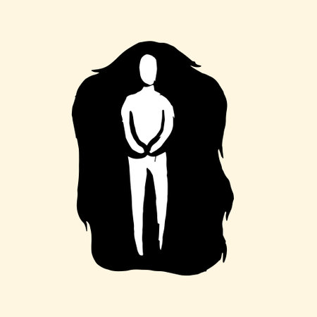 Sad loneless melancholy depressed woman with long hairのイラスト素材