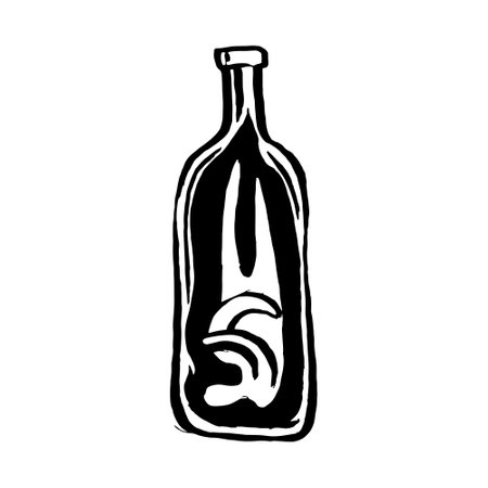 Sad melancholy depressed alcoholic woman inside bottleのイラスト素材