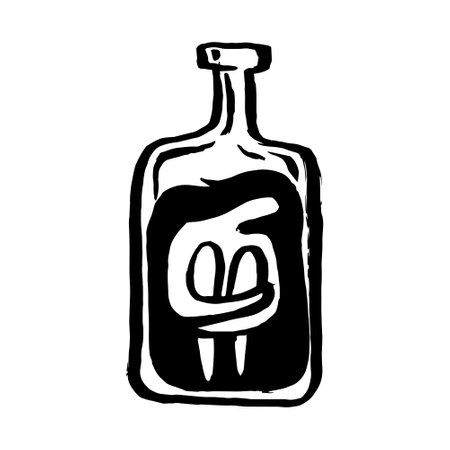 Sad melancholy depressed alcoholic woman inside bottleのイラスト素材