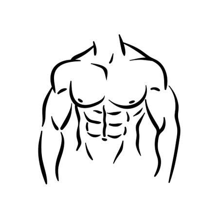 Bodybuilder fitness sport, man at gym with muscles.のイラスト素材