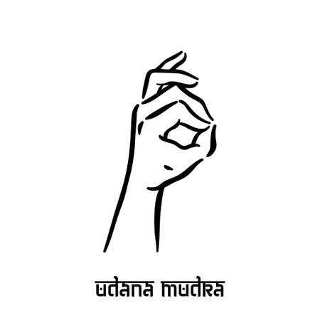 Udana mudra. Hand spirituality hindu yoga of fingers gesture. Technique of meditation for mental health.のイラスト素材