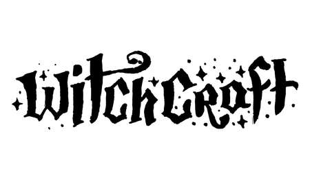 Mysticism witchcraft occult hand drawn lettering illustrationのイラスト素材