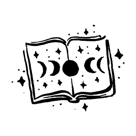 Witch secret magic knowledge books hand drawn illustrationのイラスト素材