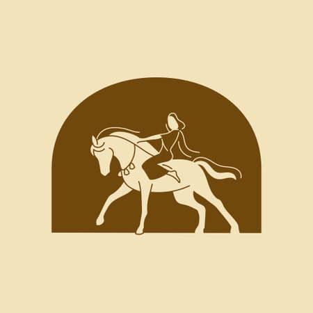 Girl on horse minimalism logo conceptのイラスト素材