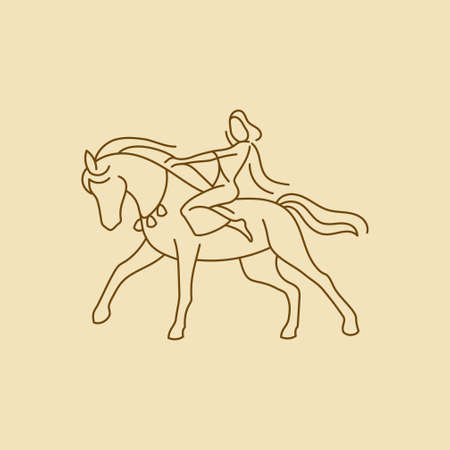 Girl on horse minimalism logo conceptのイラスト素材