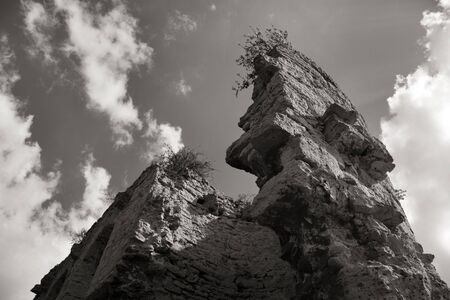 old Castle Ruin Kunitzburg, Frog eye View, monochrome Fine Artの写真素材