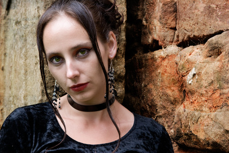 a young goth woman in monastery ruins Stadtroda