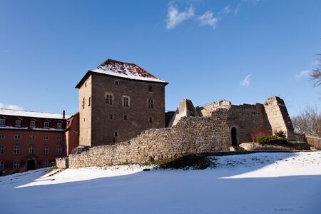 The courtyard of Water Castle Kapellendorf in winter, Germanyのeditorial素材