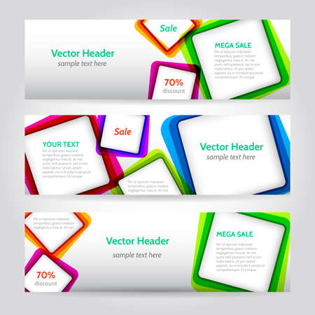 Set of banners with squares. With bright elements bannerのイラスト素材