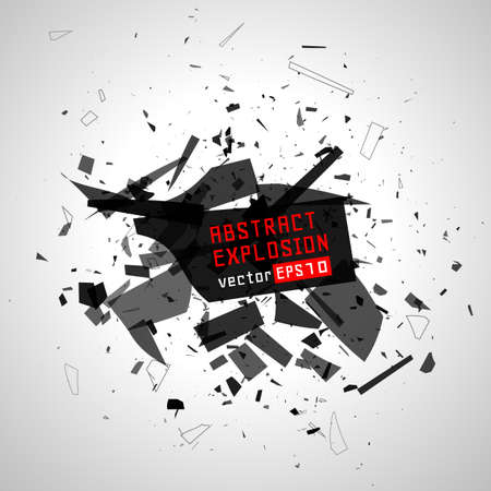 Explosion cloud of black pieces. Abstract black explosionのイラスト素材