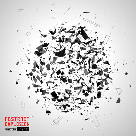Explosion cloud of black pieces. Abstract black explosionのイラスト素材